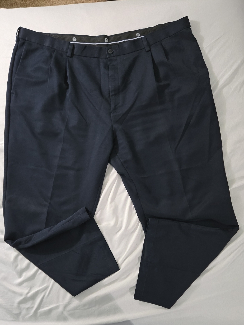 Haggar Navy Pleated Chino Pants